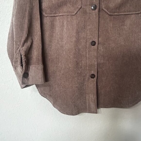 NWOT Vintage Taupe Brown Corduroy Suede Collared Fall Shaket Jacket Coat - Picture 9 of 11